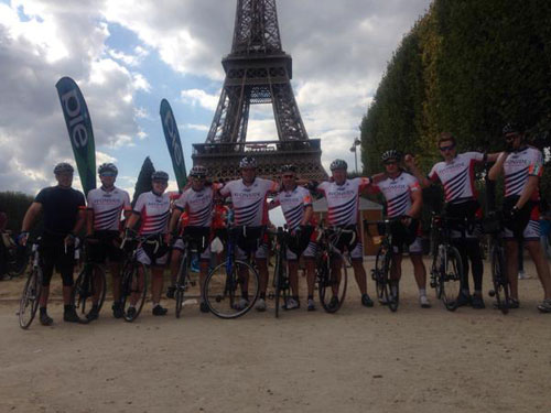 The Avonside team made it to the Eiffel tower after four days of cycling