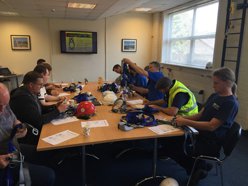 Attendants to Eurosafe Solutions’ latest training course get to grips with harness and lanyard training